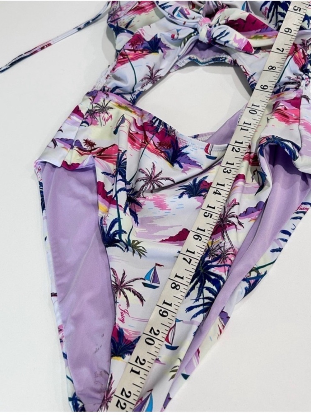 Juicy Couture Pink, Purple & Navy Tropical Logo One-Piece - Picture 11 of 16